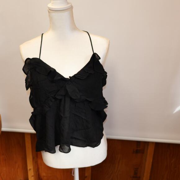 J Crew Tops - NWT J Crew Drapey Ruffle Tank Top Cascading Ruffles Black Med Womens Trending